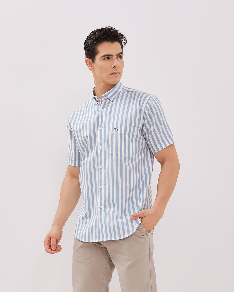 Men's Blue Short Sleeved Shirt