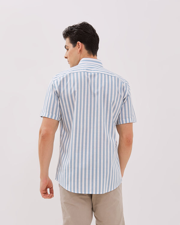 Men's Blue Short Sleeved Shirt
