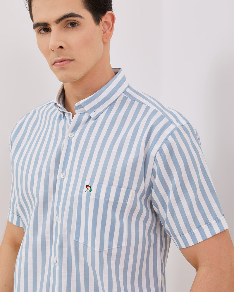 Men's Blue Short Sleeved Shirt