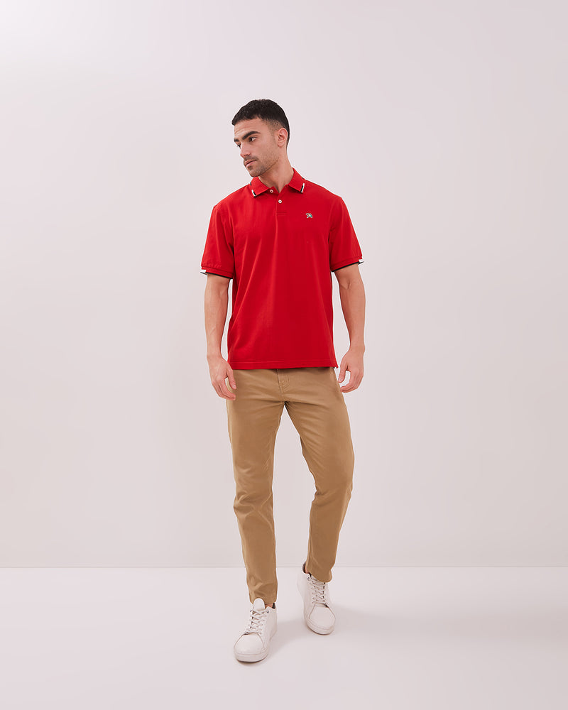 Men's Red Long Sleeve Polo Shirt