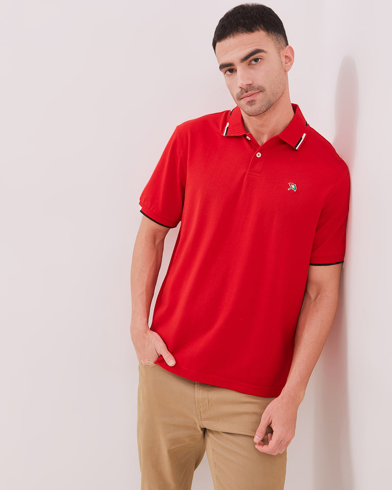 Men's Red Long Sleeve Polo Shirt