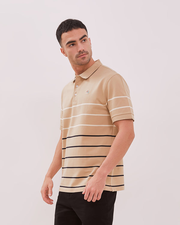 Men's Cream Striped Polo Shirt