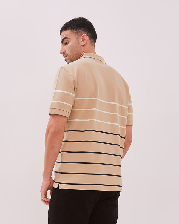 Men's Cream Striped Polo Shirt