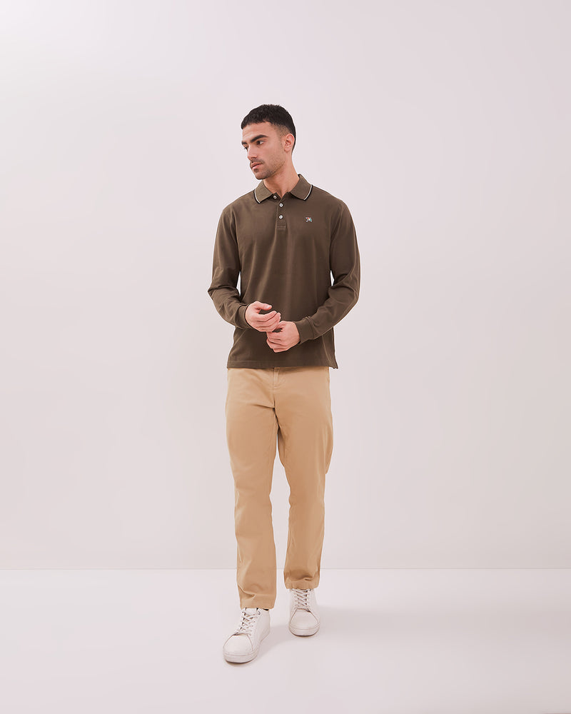 Men's Green Long Sleeve Polo Shirt