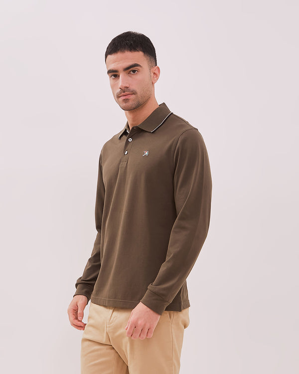Men's Green Long Sleeve Polo Shirt