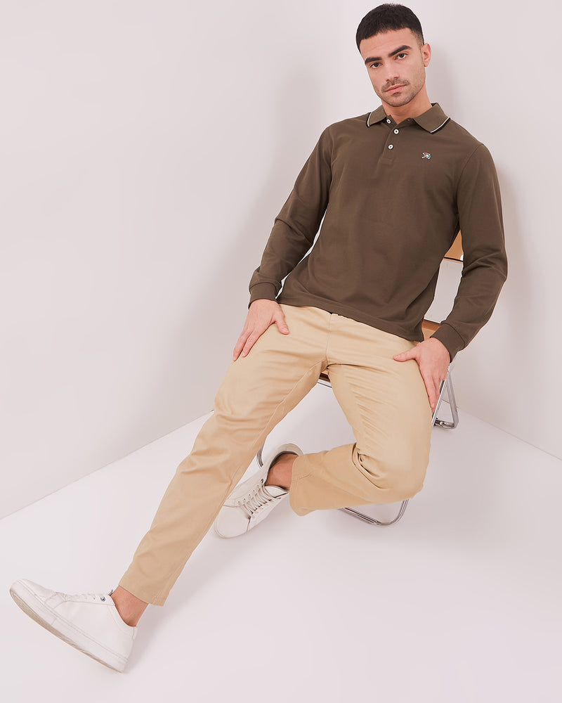 Men's Green Long Sleeve Polo Shirt
