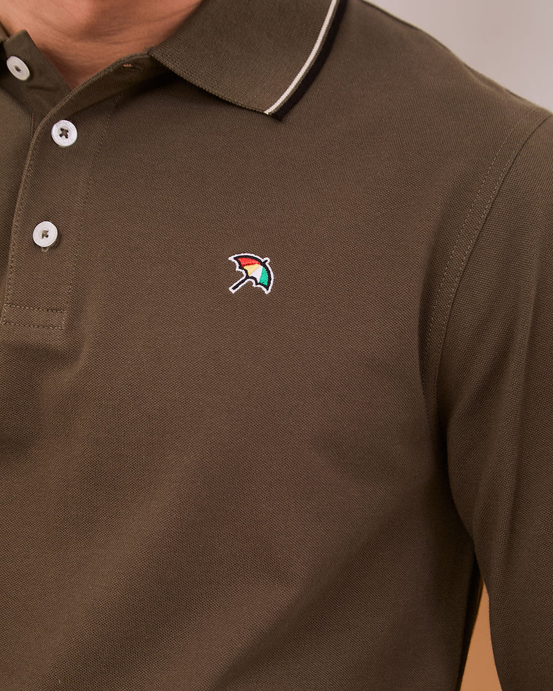 Men's Green Long Sleeve Polo Shirt