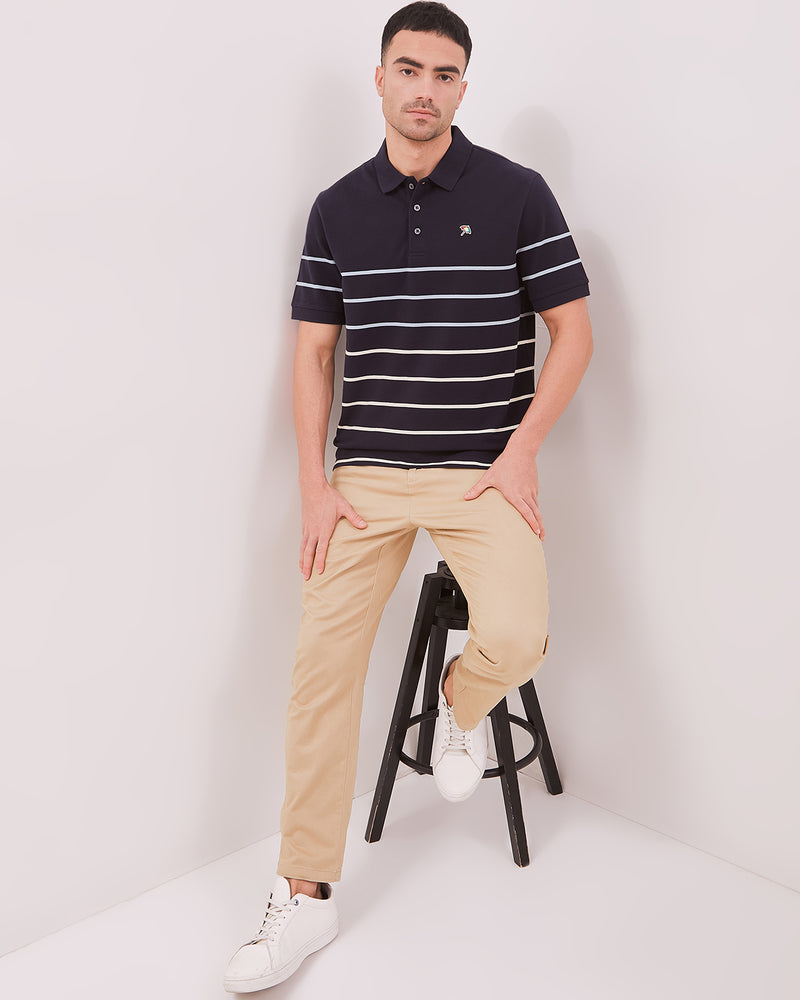 Men's Blue Striped Polo Shirt