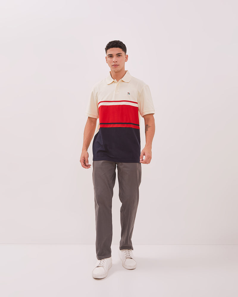 Men's Two-Tone Cream Polo Shirt