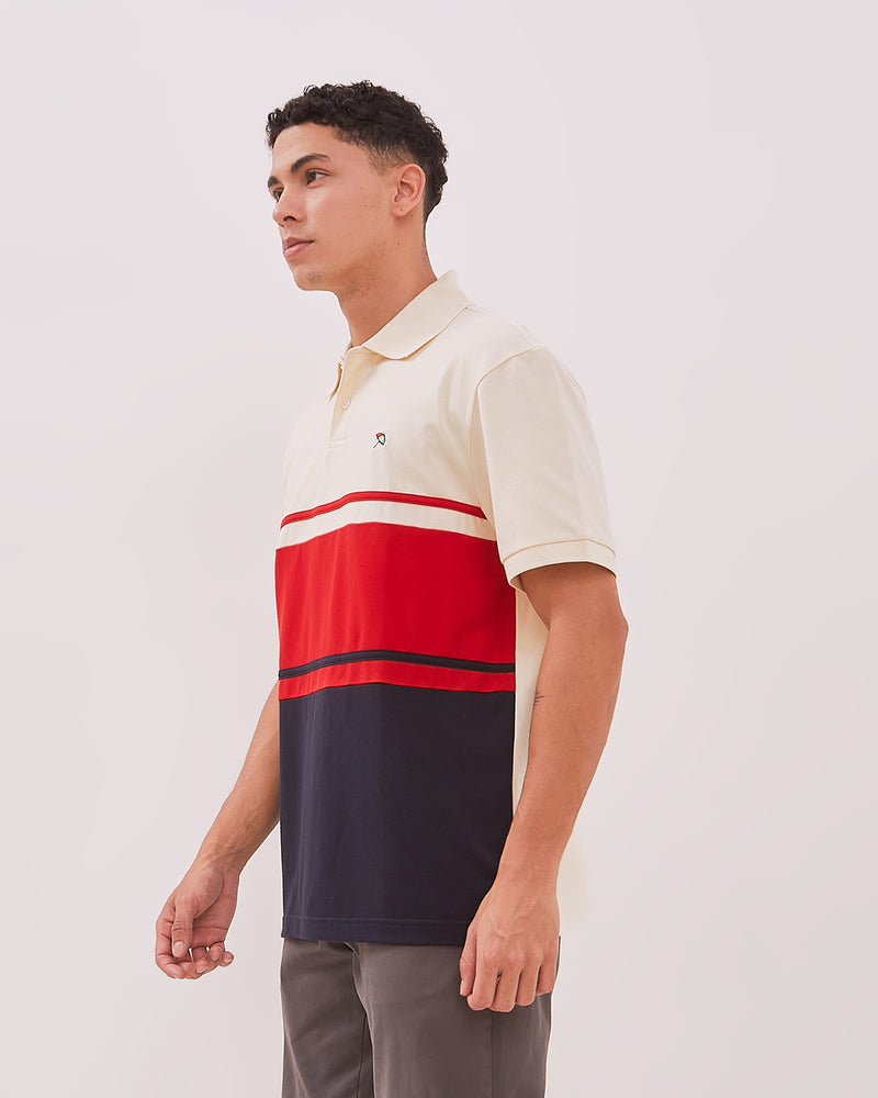 Men's Two-Tone Cream Polo Shirt