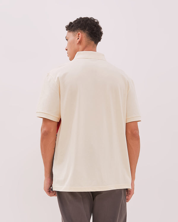 Men's Two-Tone Cream Polo Shirt