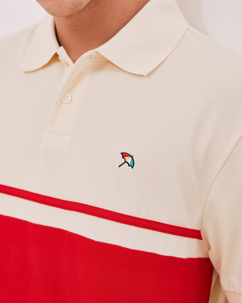 Men's Two-Tone Cream Polo Shirt