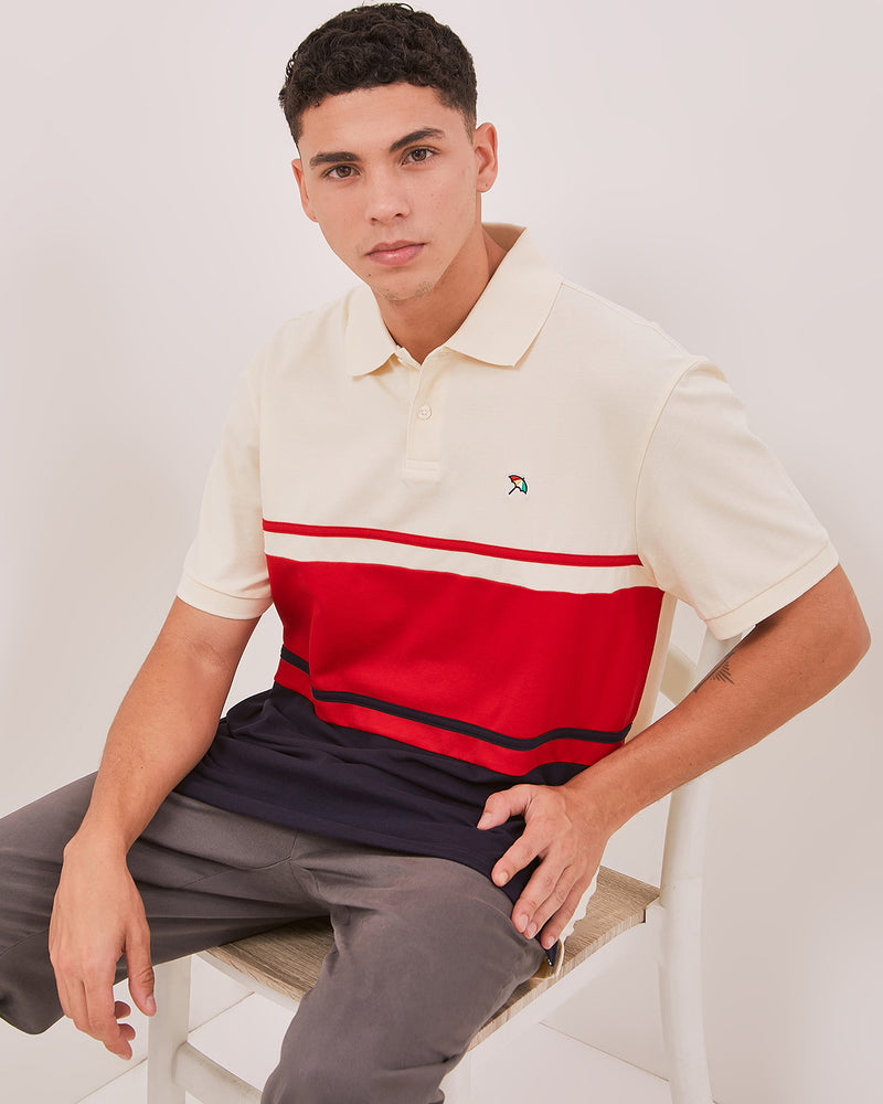 Men's Two-Tone Cream Polo Shirt