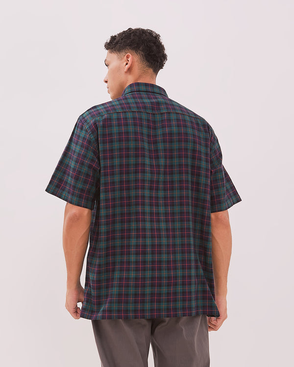 Men's Blue Plaid Short Sleeve Shirt