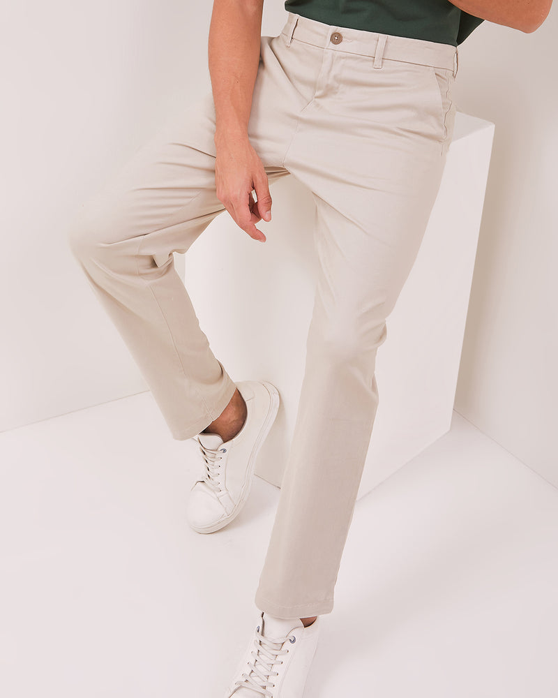 Men's Cream Chinos Long Pants