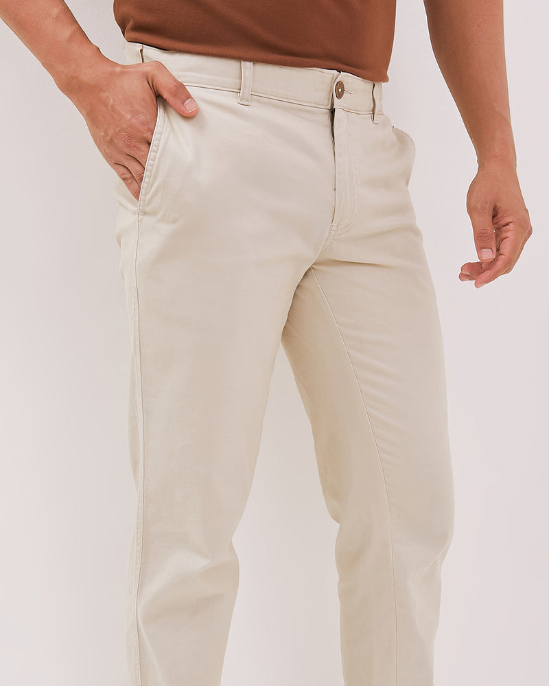 Men's Cream Chinos Long Pants