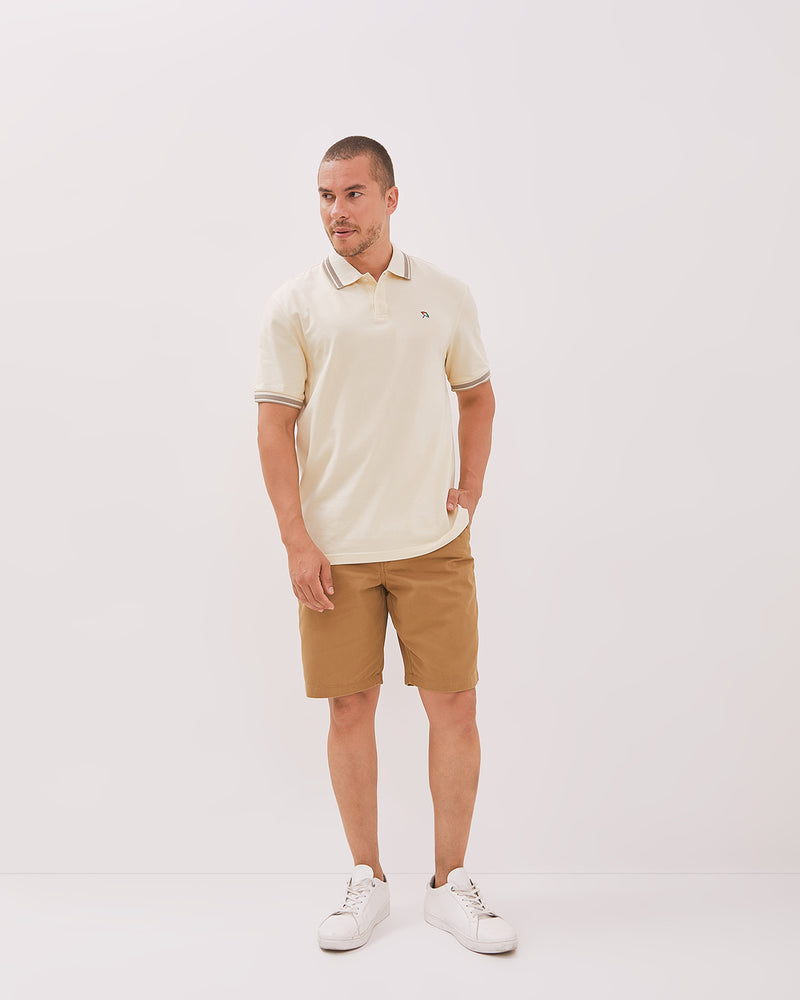 Men's Cream Short Sleeve Polo Shirt