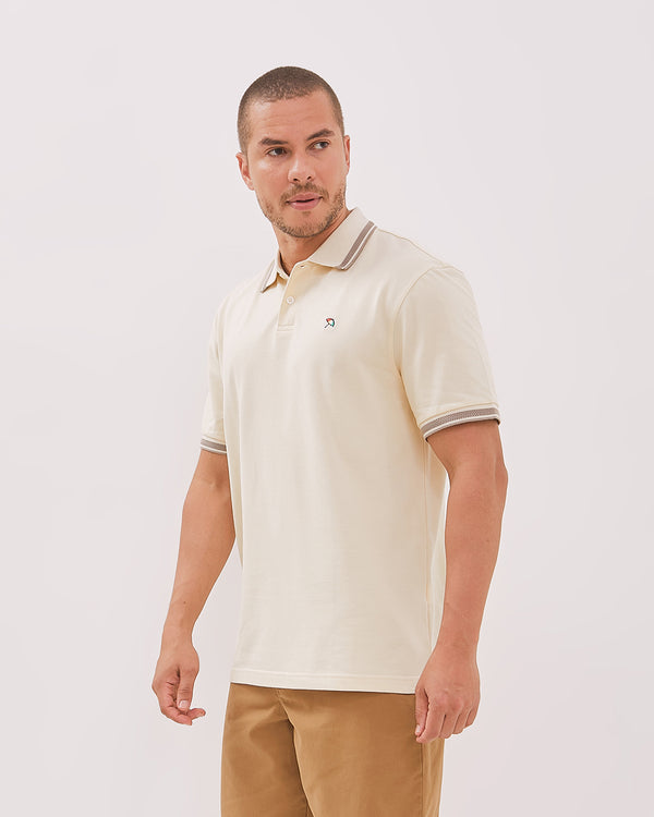 Men's Cream Short Sleeve Polo Shirt