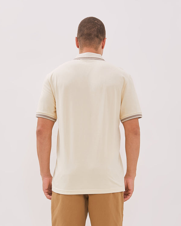 Men's Cream Short Sleeve Polo Shirt