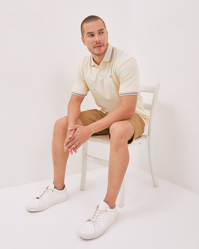 Men's Cream Short Sleeve Polo Shirt