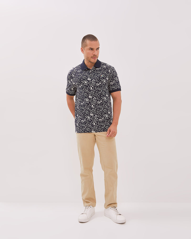 Navy Short Sleeved Poloshirt For Men