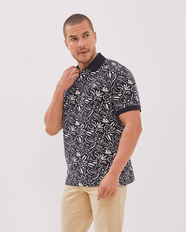 Navy Short Sleeved Poloshirt For Men