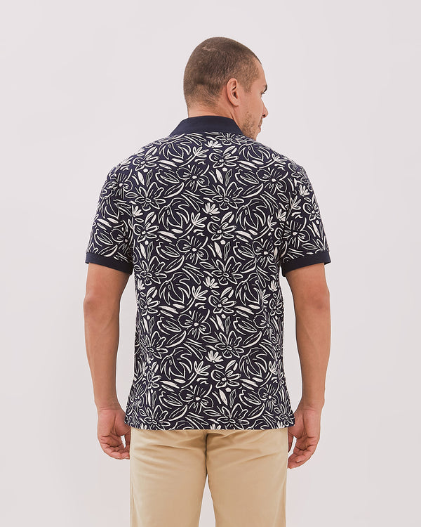 Navy Short Sleeved Poloshirt For Men