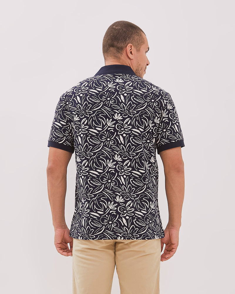 Navy Short Sleeved Poloshirt For Men