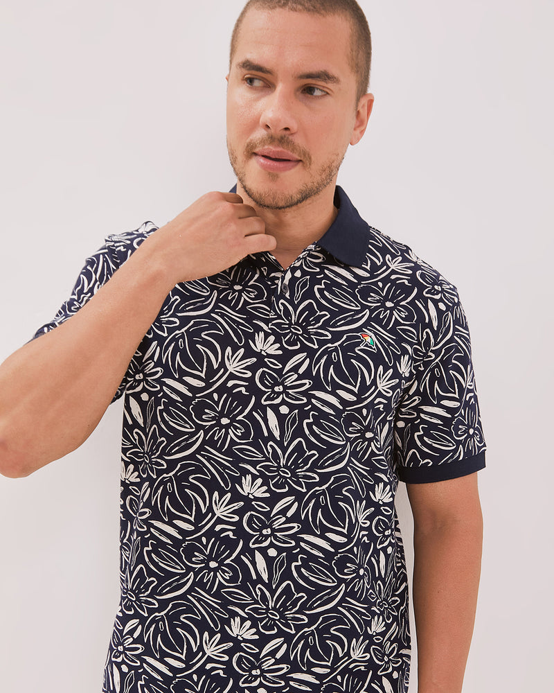 Navy Short Sleeved Poloshirt For Men