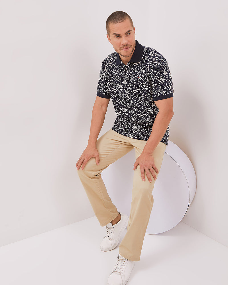 Navy Short Sleeved Poloshirt For Men