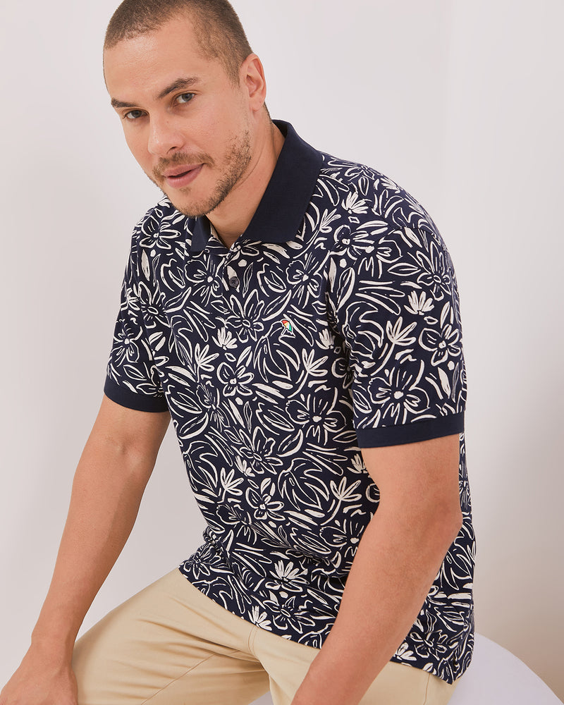 Navy Short Sleeved Poloshirt For Men