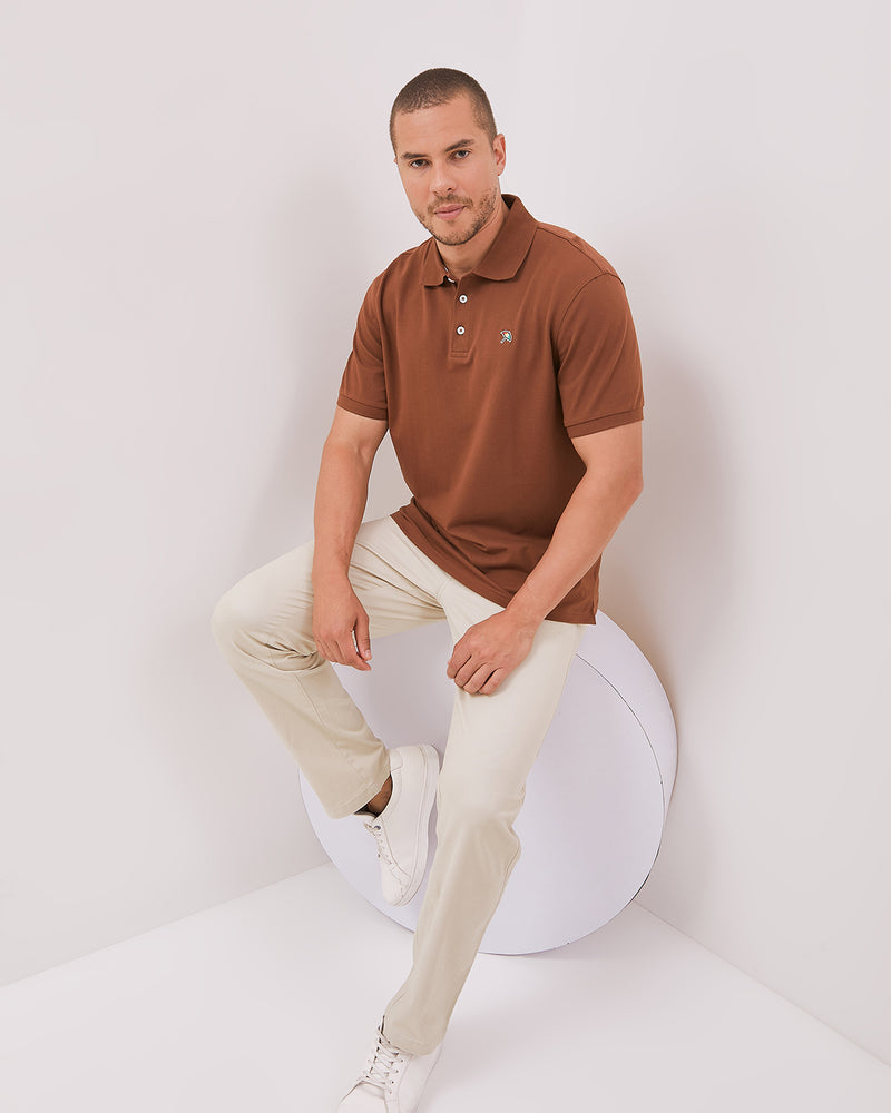 Men's Brown Short Sleeve Polo Shirt