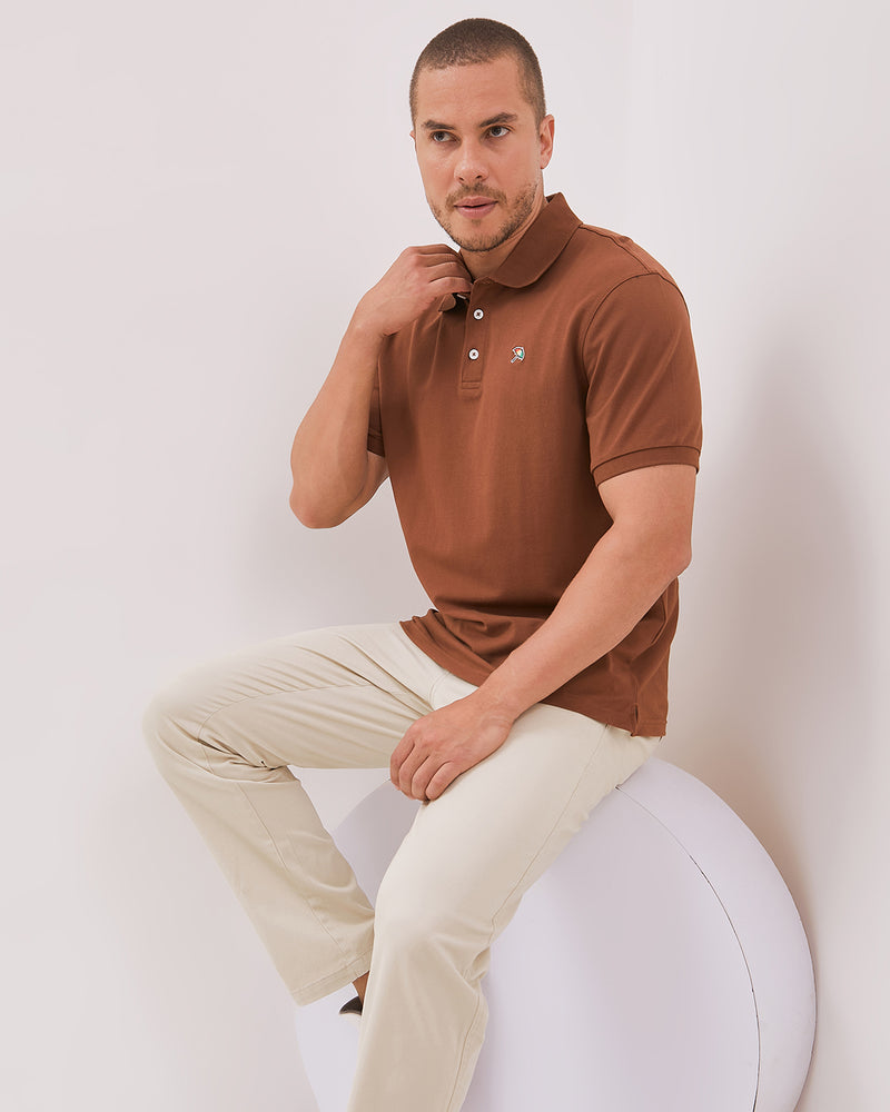 Men's Brown Short Sleeve Polo Shirt