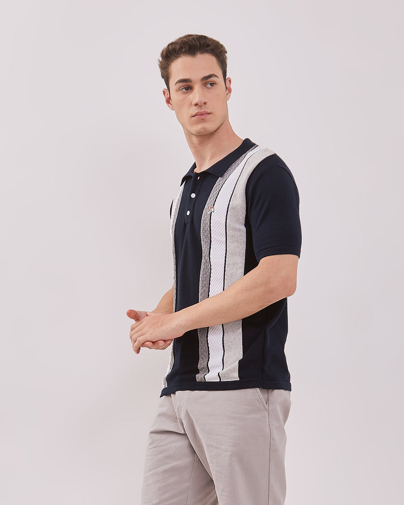 Men's Blue Knit Polo