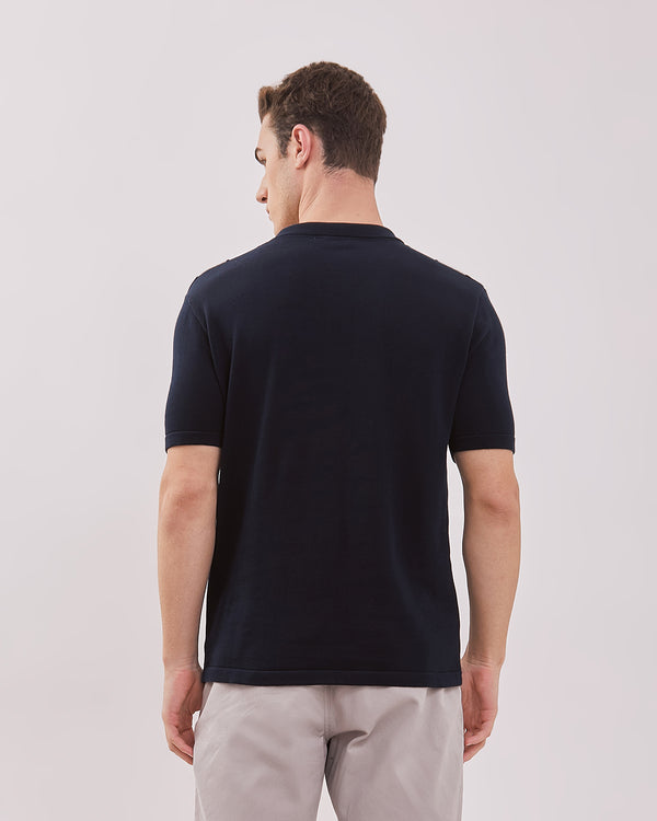 Men's Blue Knit Polo