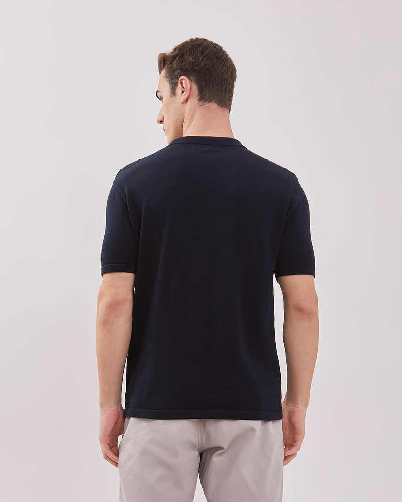 Men's Blue Knit Polo