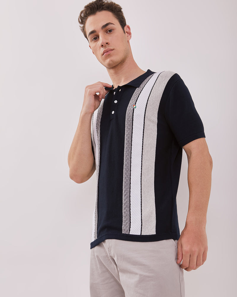 Men's Blue Knit Polo