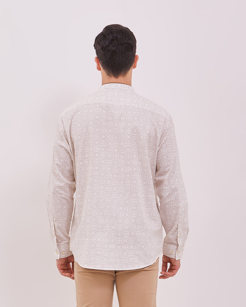 Men's Cream Long Sleeved Cock Shirt