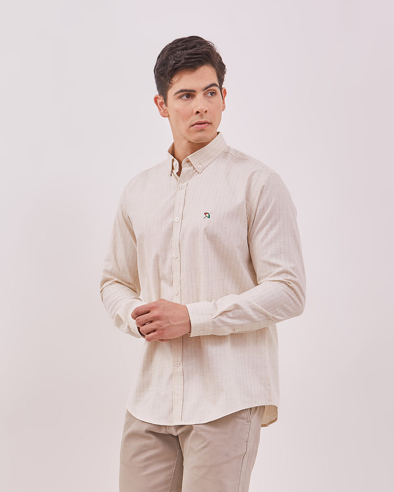Men's Off White Long Sleeved Shirt