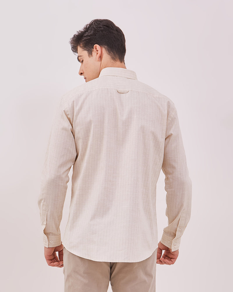 Men's Off White Long Sleeved Shirt