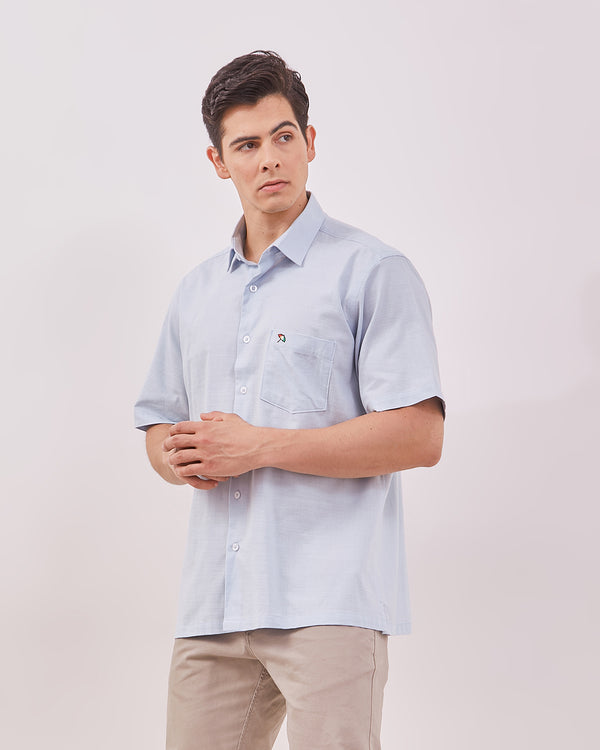 Men's Blue Short Sleeved Shirt