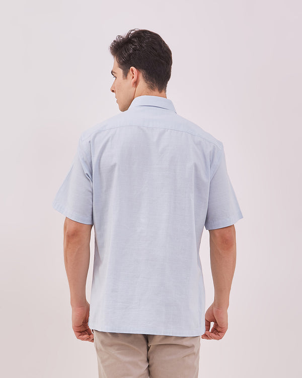Men's Blue Short Sleeved Shirt