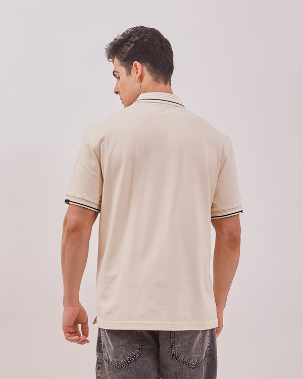 Men's Off White Zipper Poloshirt
