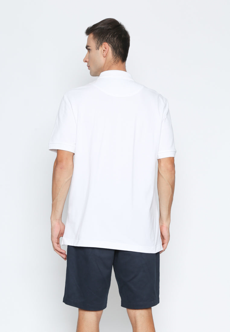 White Color Blocking Polo Shirt