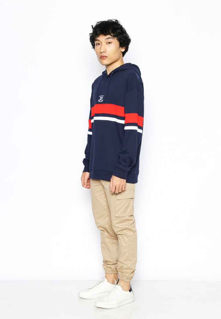 Navy Color Blocking Hoodie