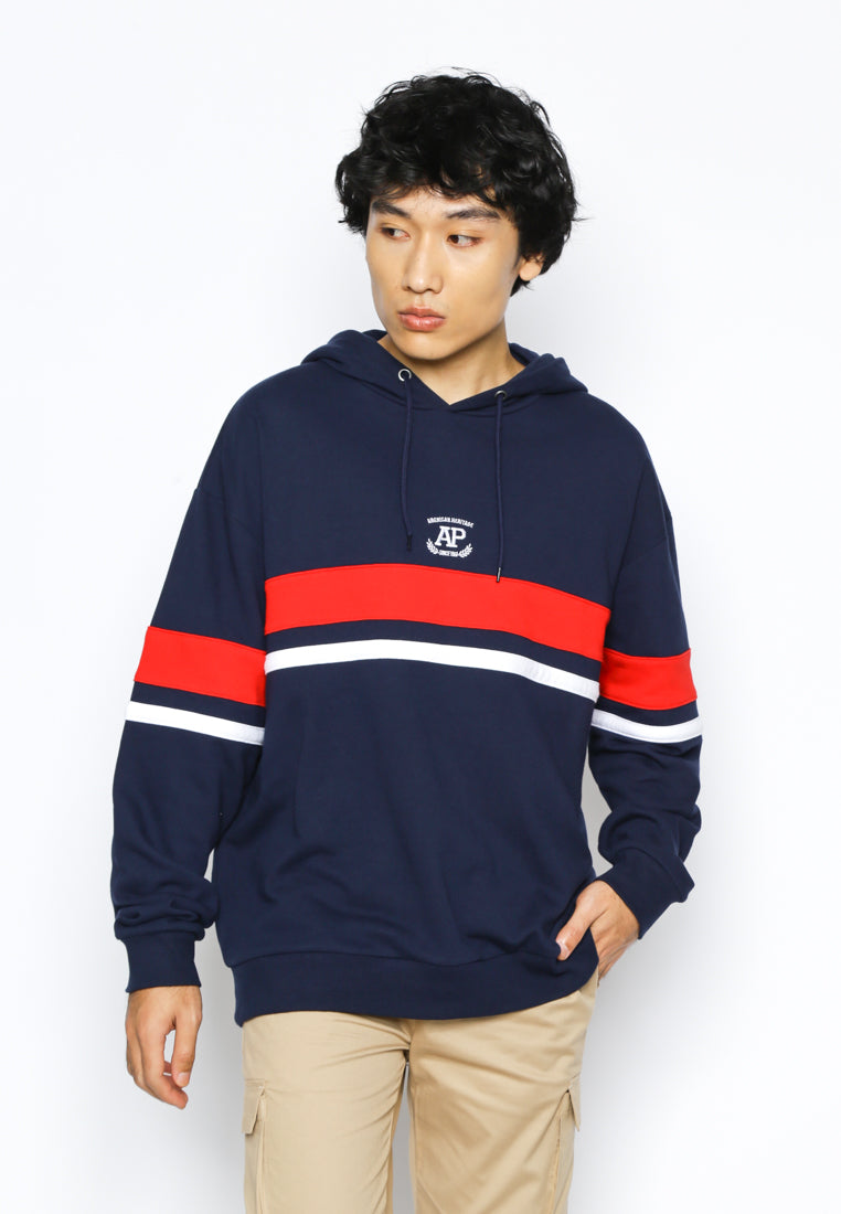 Navy Color Blocking Hoodie