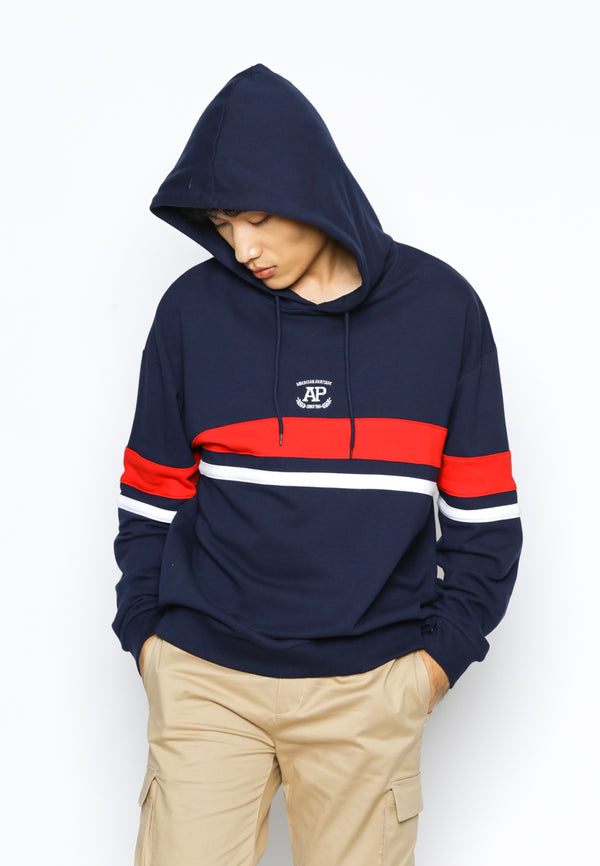 Navy Color Blocking Hoodie
