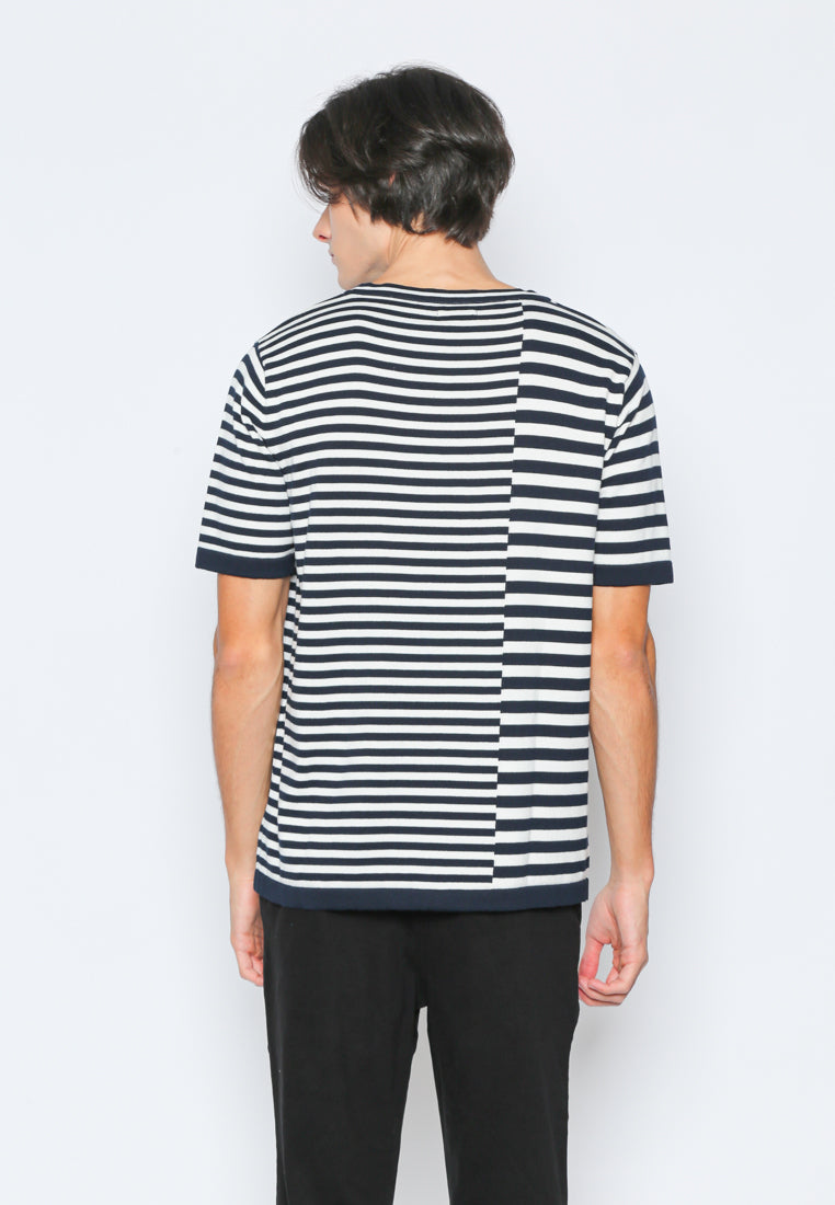 Stripe Navy Kniting T-Shirt