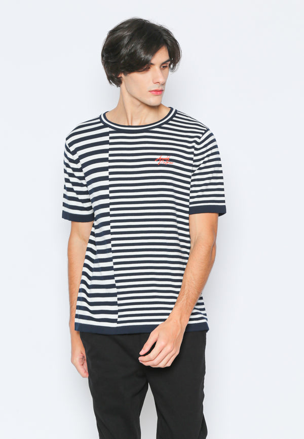 Stripe Navy Kniting T-Shirt