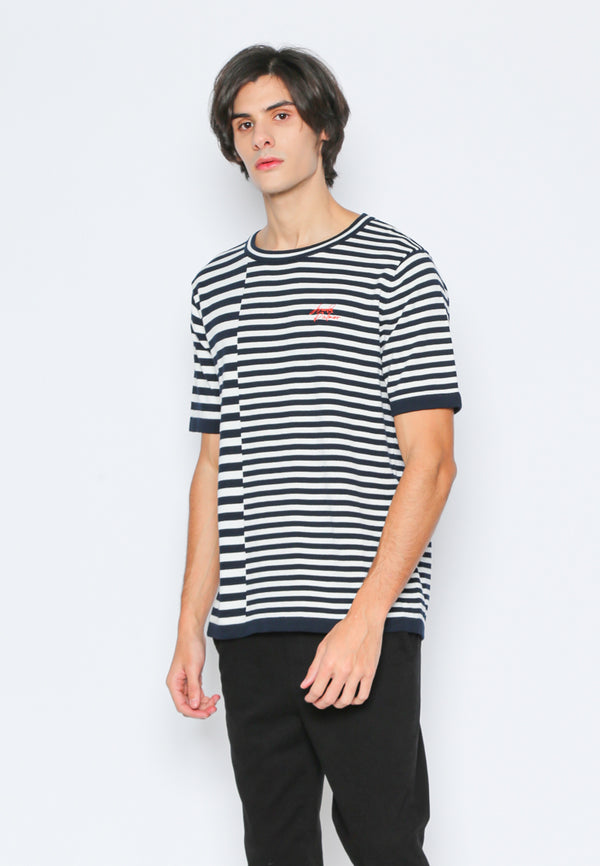Stripe Navy Kniting T-Shirt